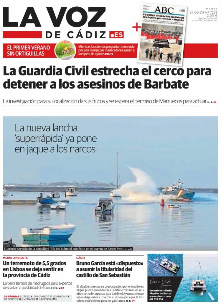Portada de La Voz de Cádiz (España)