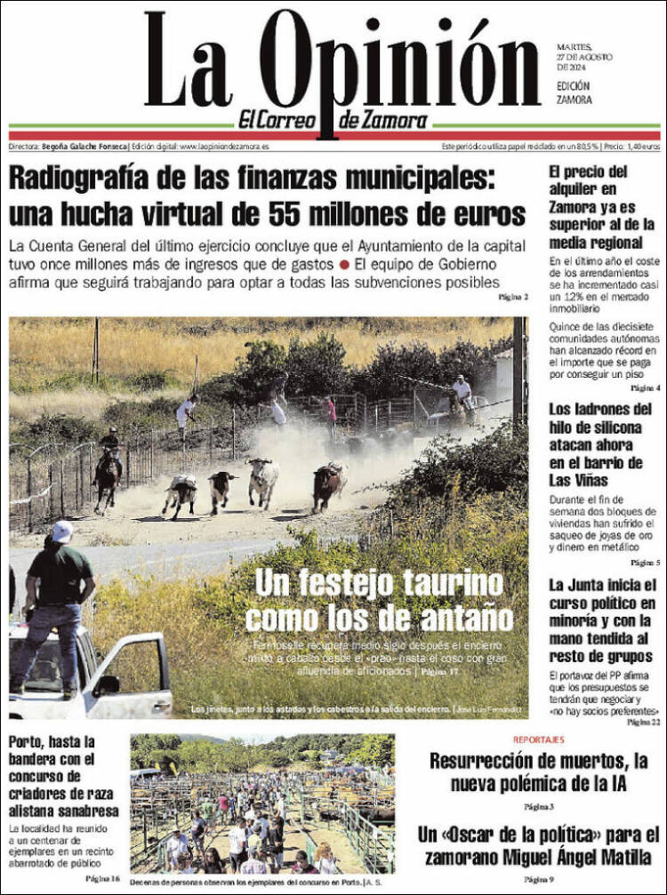 Portada de La Opinión - El Correo de Zamora (España)