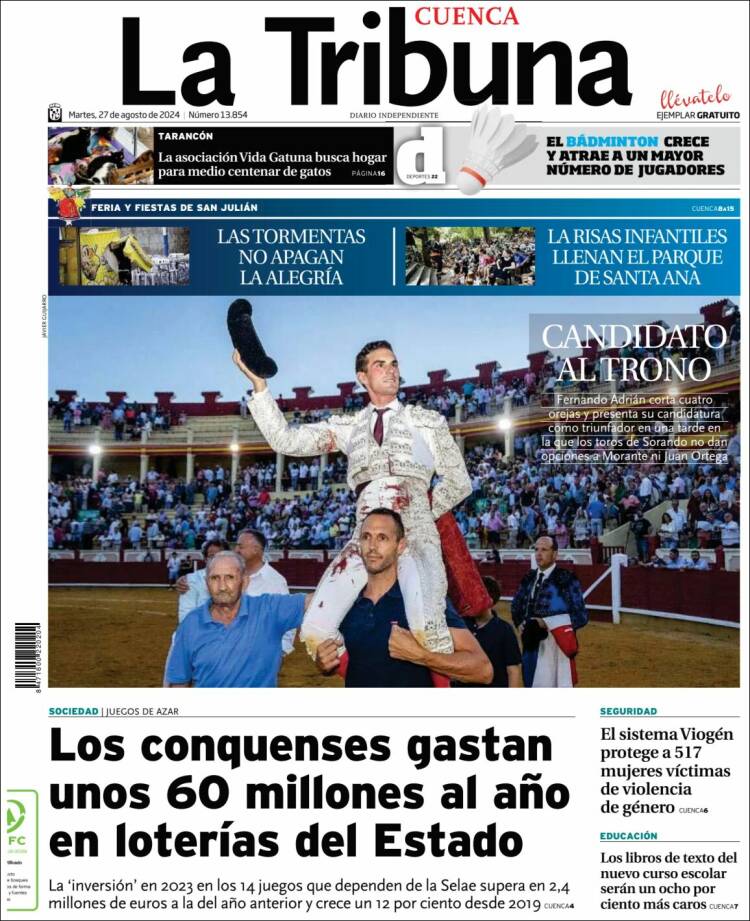 Portada de La Tribuna de Cuenca (España)