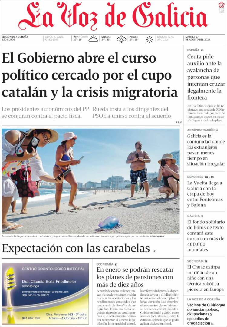 Portada de La Voz de Galicia (España)