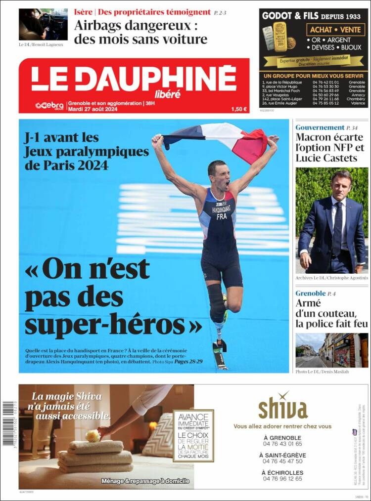 Portada de Le Dauphiné Libéré (Francia)
