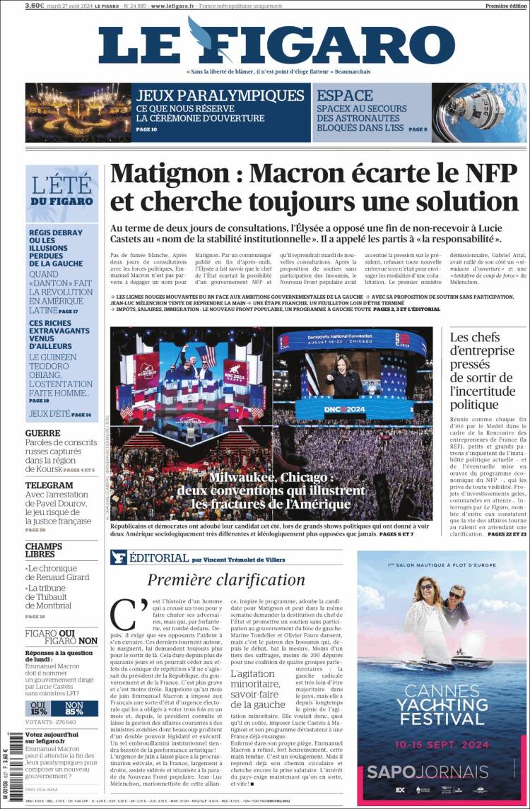 Portada de Le Figaro (Francia)