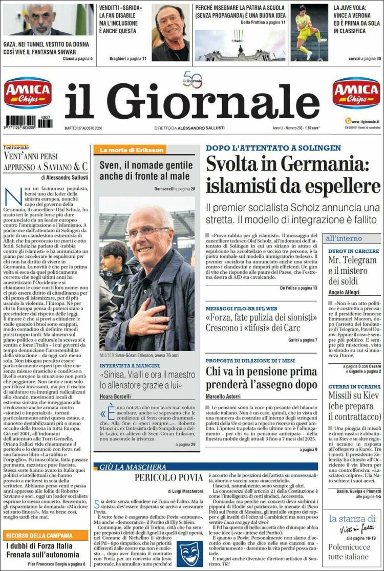 Portada de il Giornale (Italia)