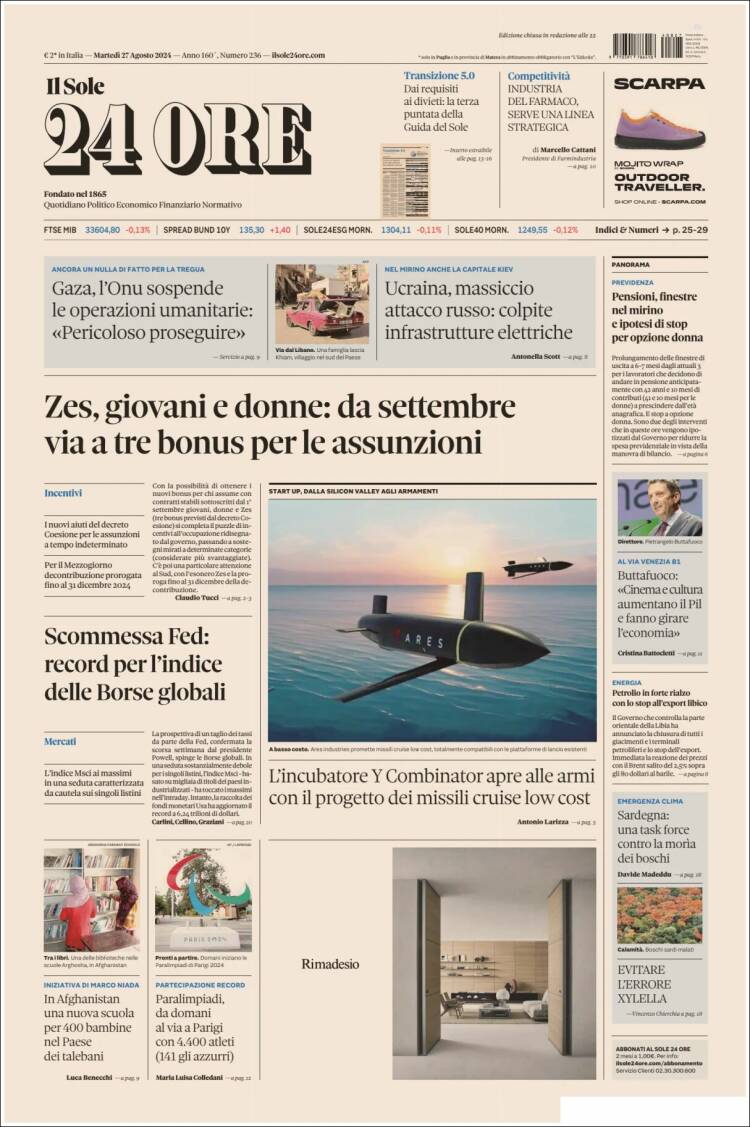 Portada de Il Sole 24 ORE (Italia)