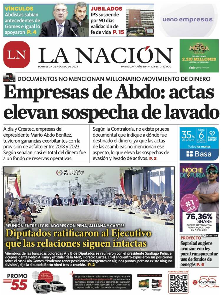 Portada de La Nación (Paraguay)
