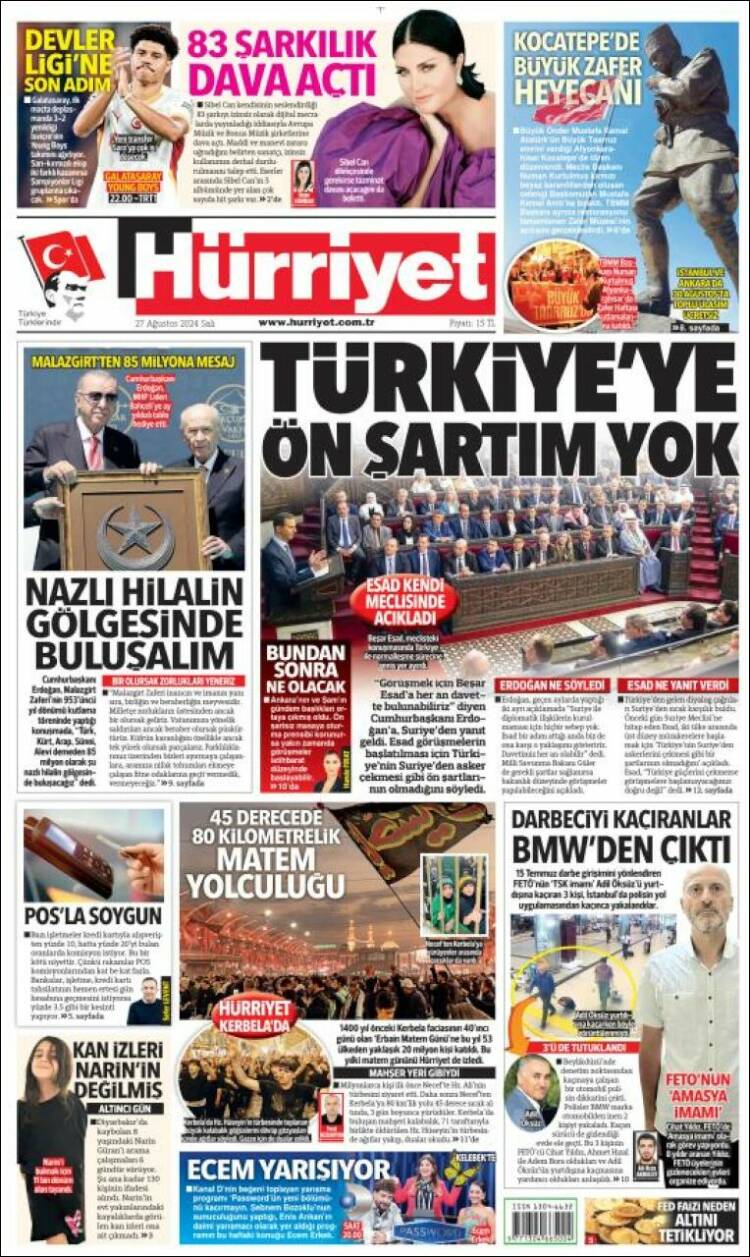Portada de Hürriyet (Turqu&iacute;a)