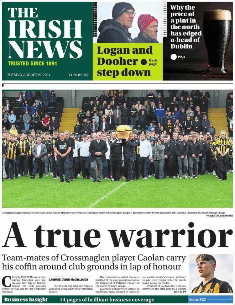 Portada de Irish News (Reino Unido)