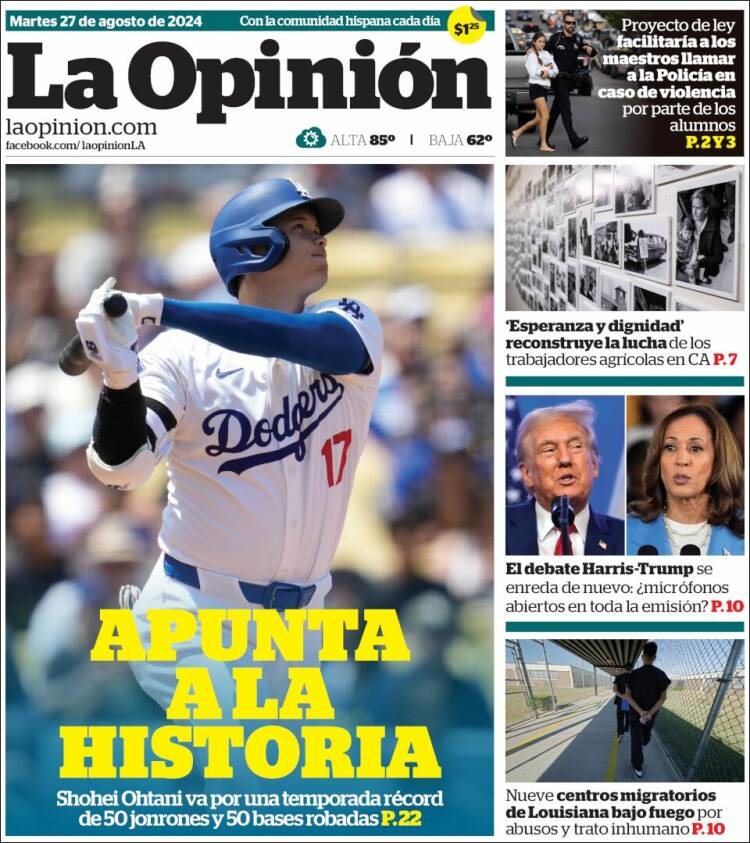 Portada de La Opinión (USA)