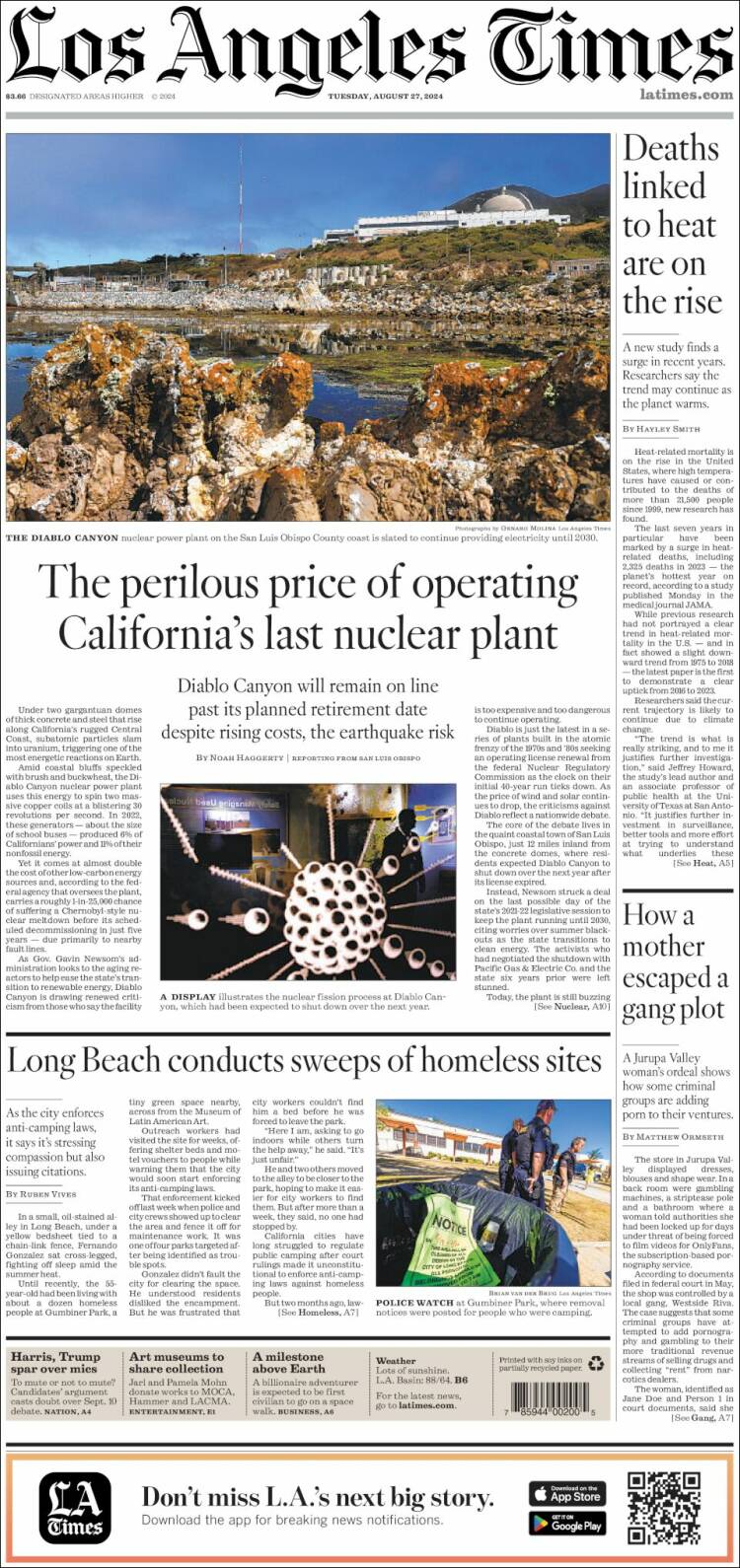 Portada de Los Angeles Times (USA)