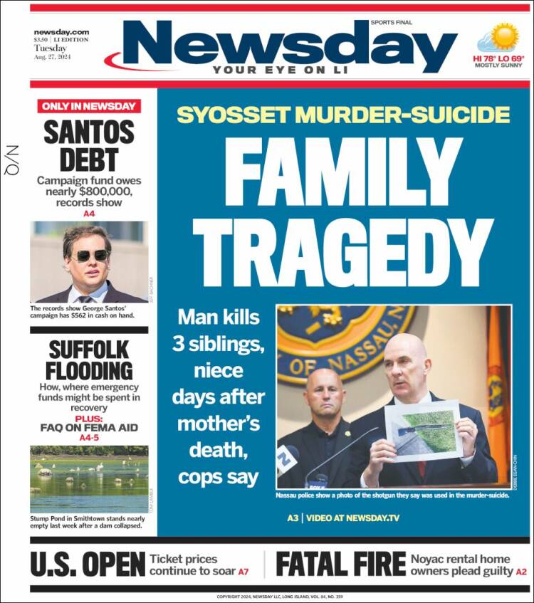 Portada de Newsday (USA)