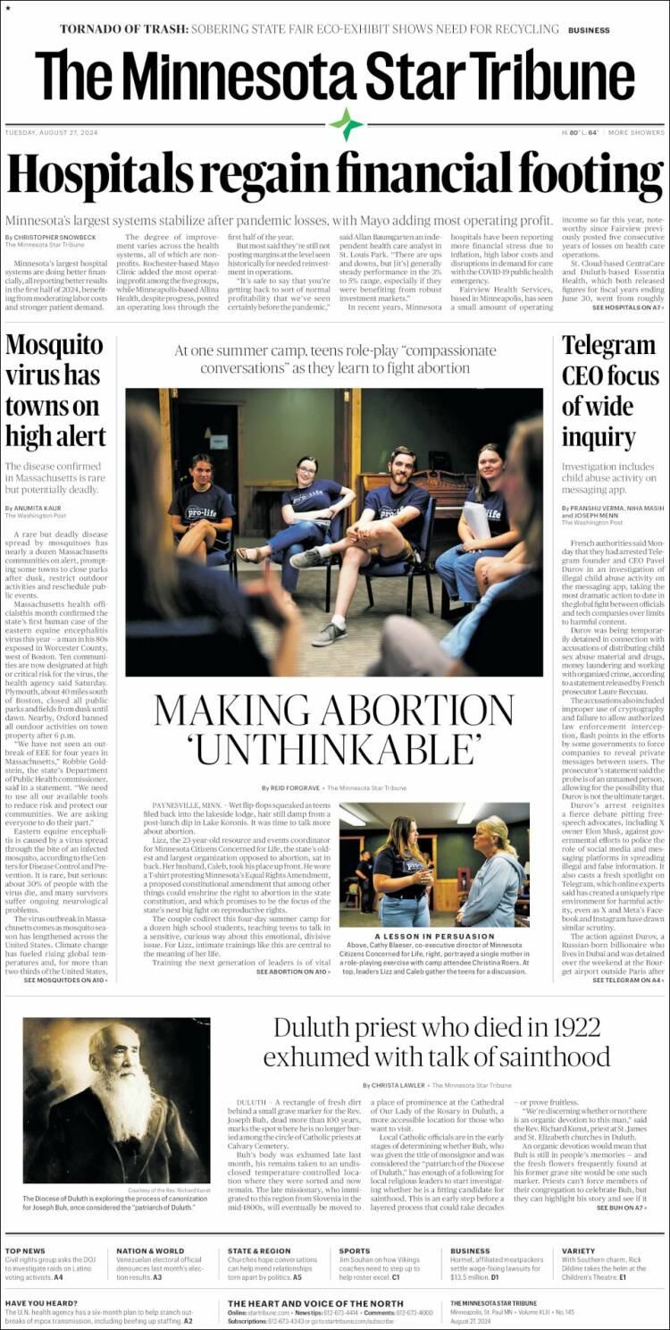 Portada de Star Tribune (USA)