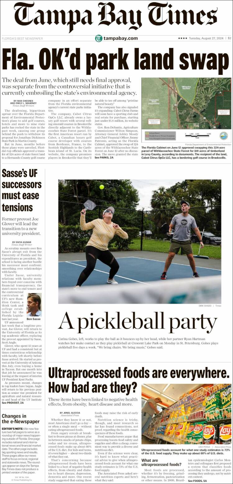 Portada de Tampa Bay Times (USA)