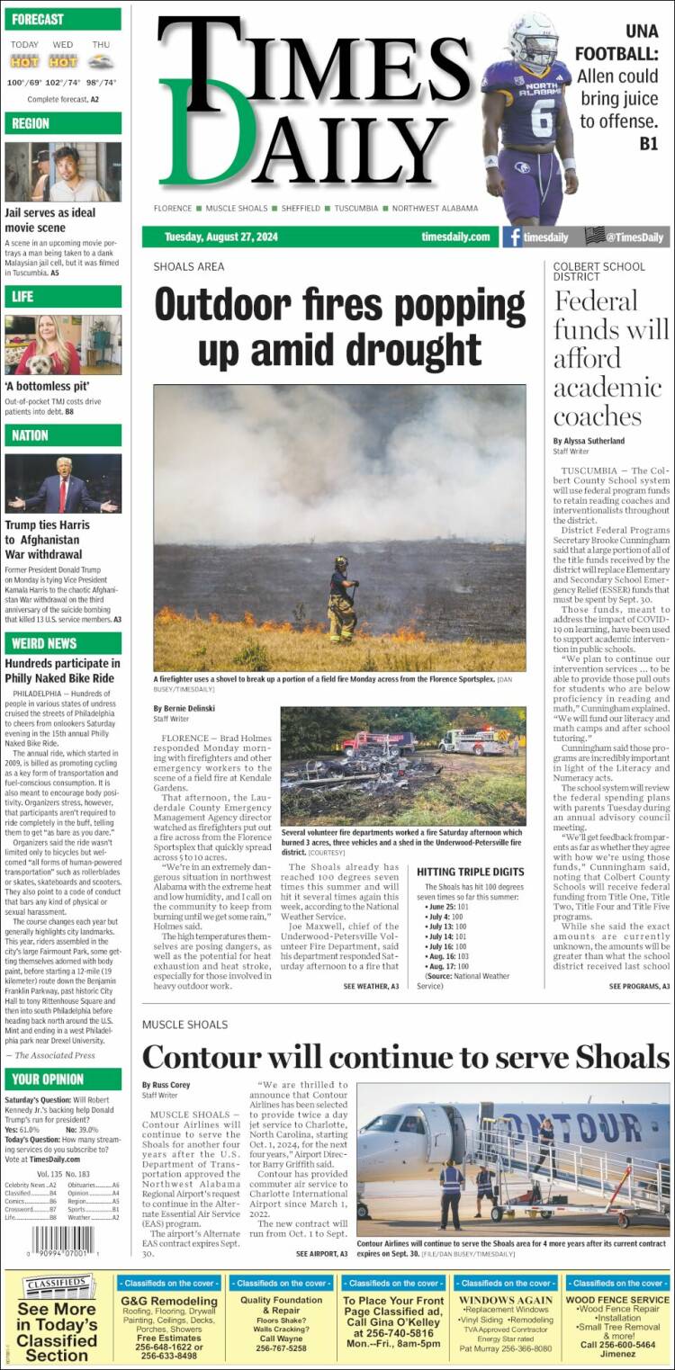 Portada de Times Daily (USA)