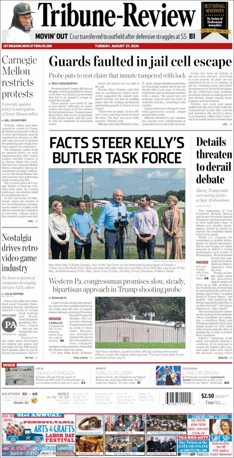 Portada de Tribune-Review (USA)