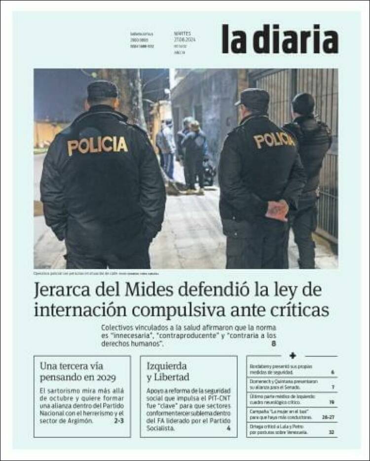 Portada de La Diaria (Uruguay)