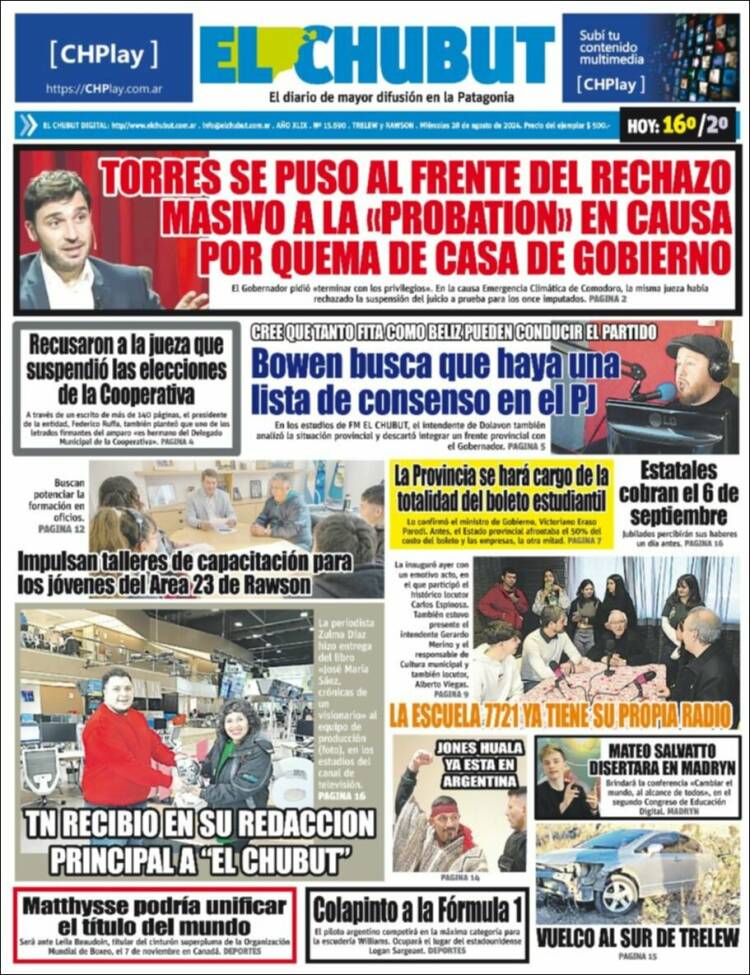 Portada de El Chubut (Argentina)