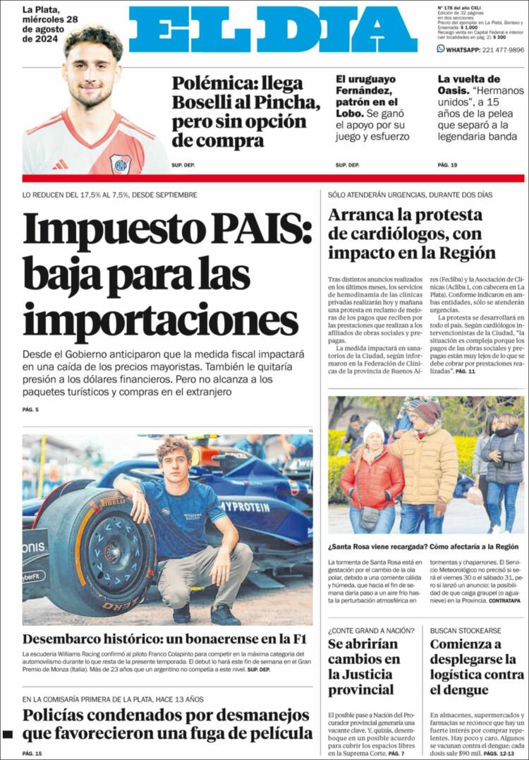 Portada de El Día de la Plata (Argentina)