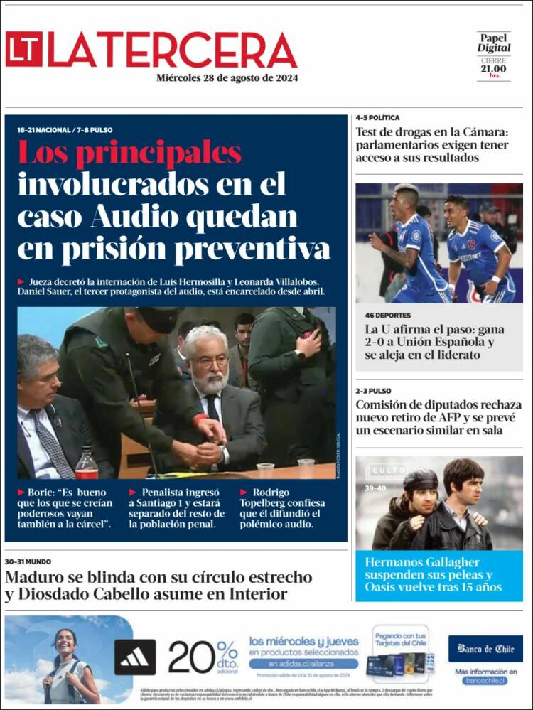 Portada de La Tercera (Chile)