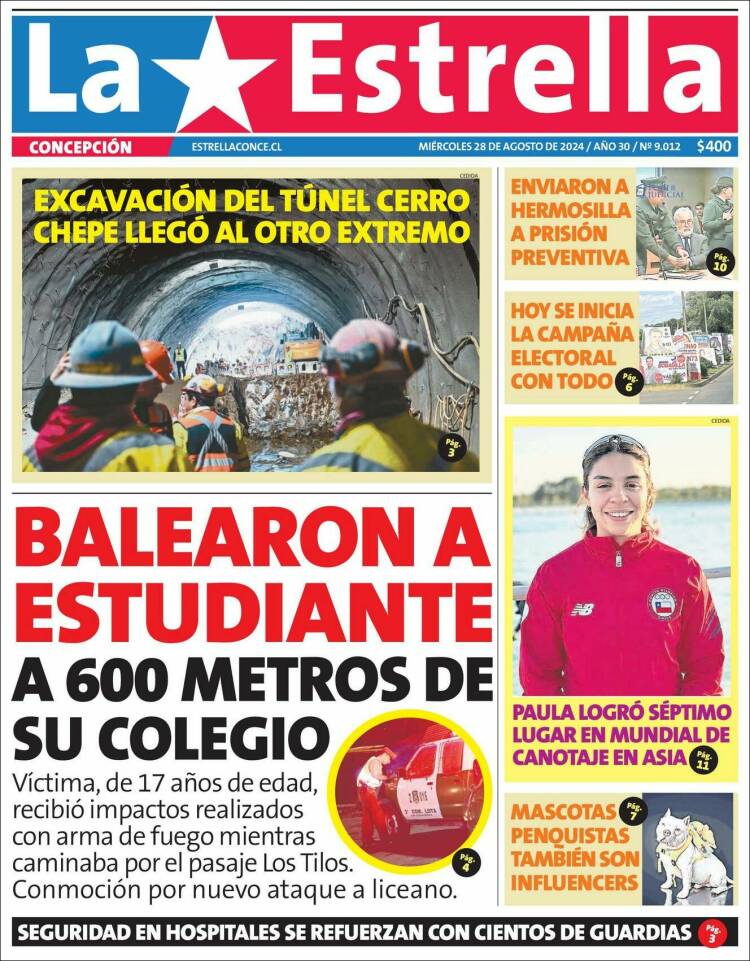 Portada de La Estrella de Concepción (Chile)