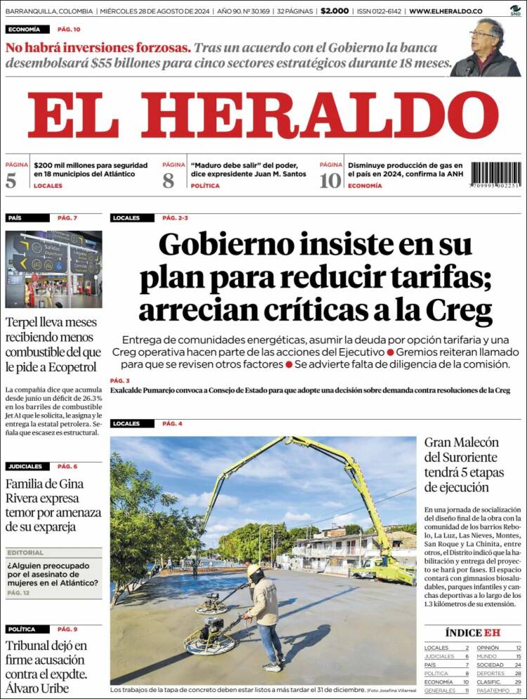 Portada de El Heraldo (Colombia)