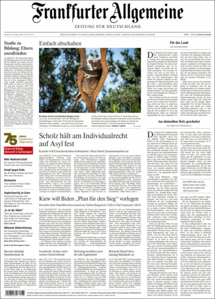 Portada de Frankfurter Allgemeine (Alemania)