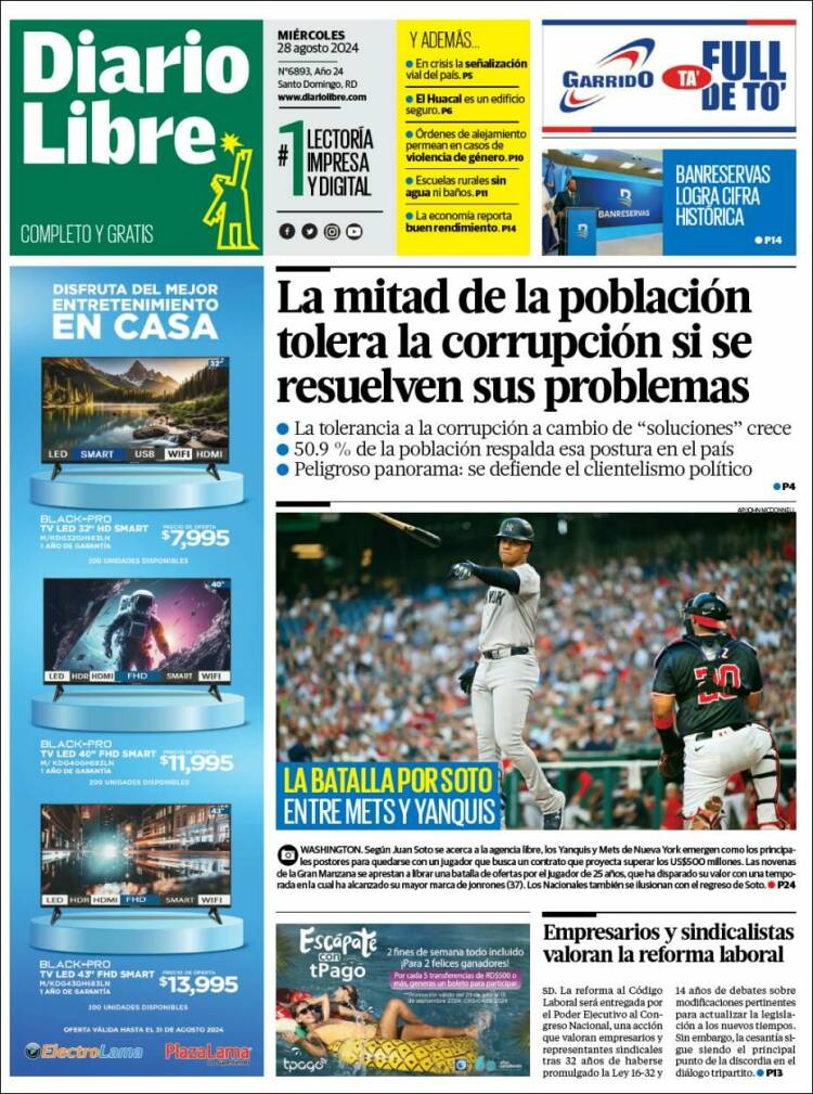 Portada de Diario Libre (R. Dominicana)