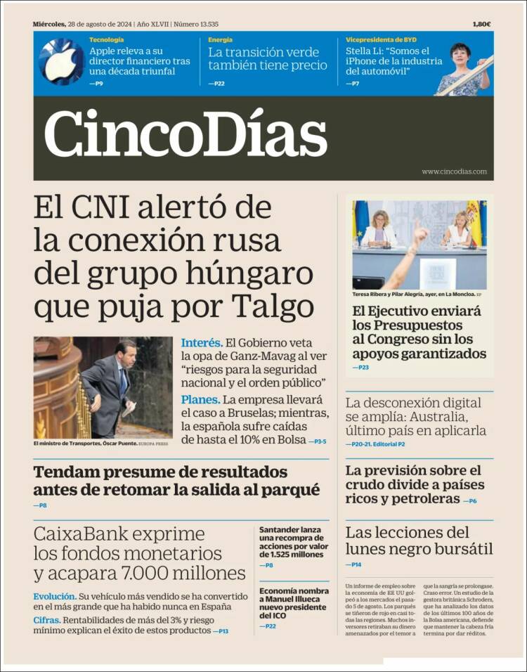 Portada de Cinco Días (Espa&ntilde;a)