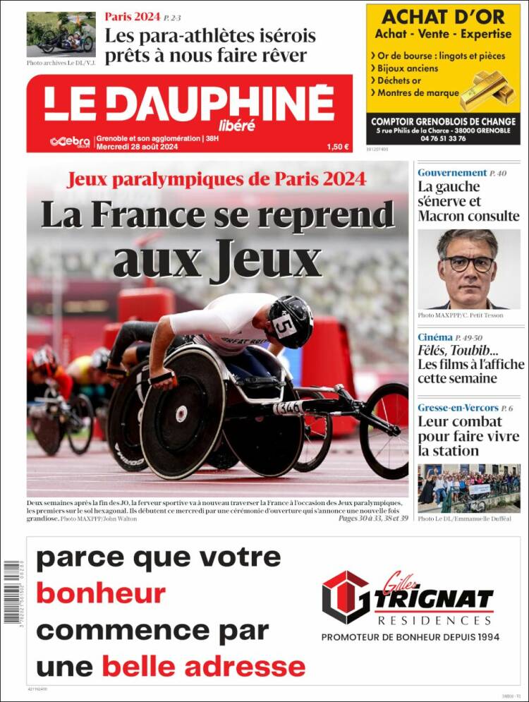 Portada de Le Dauphiné Libéré (Francia)