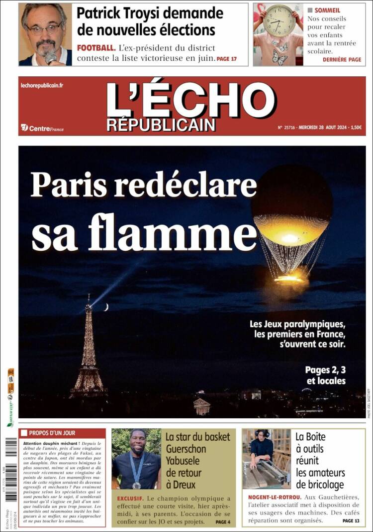 Portada de L'Echo Républicain (Francia)