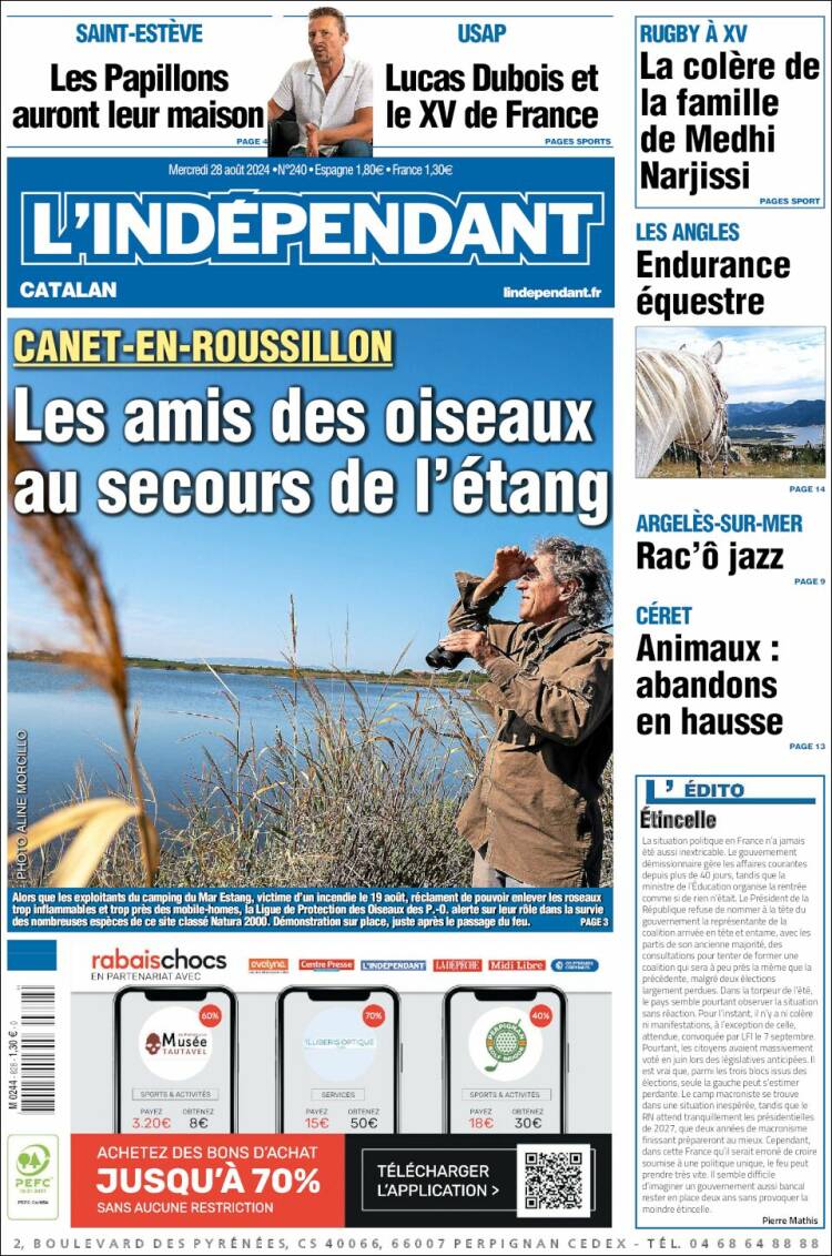 Portada de Le Indépendant (Francia)