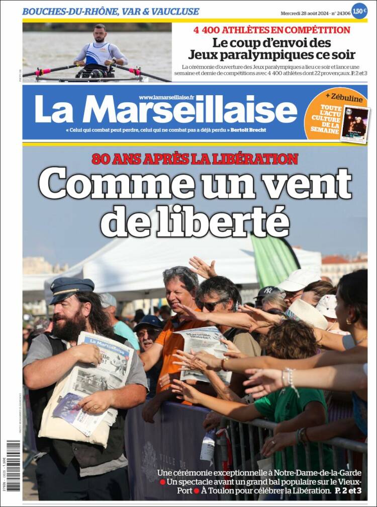 Portada de La Marseillaise (Francia)
