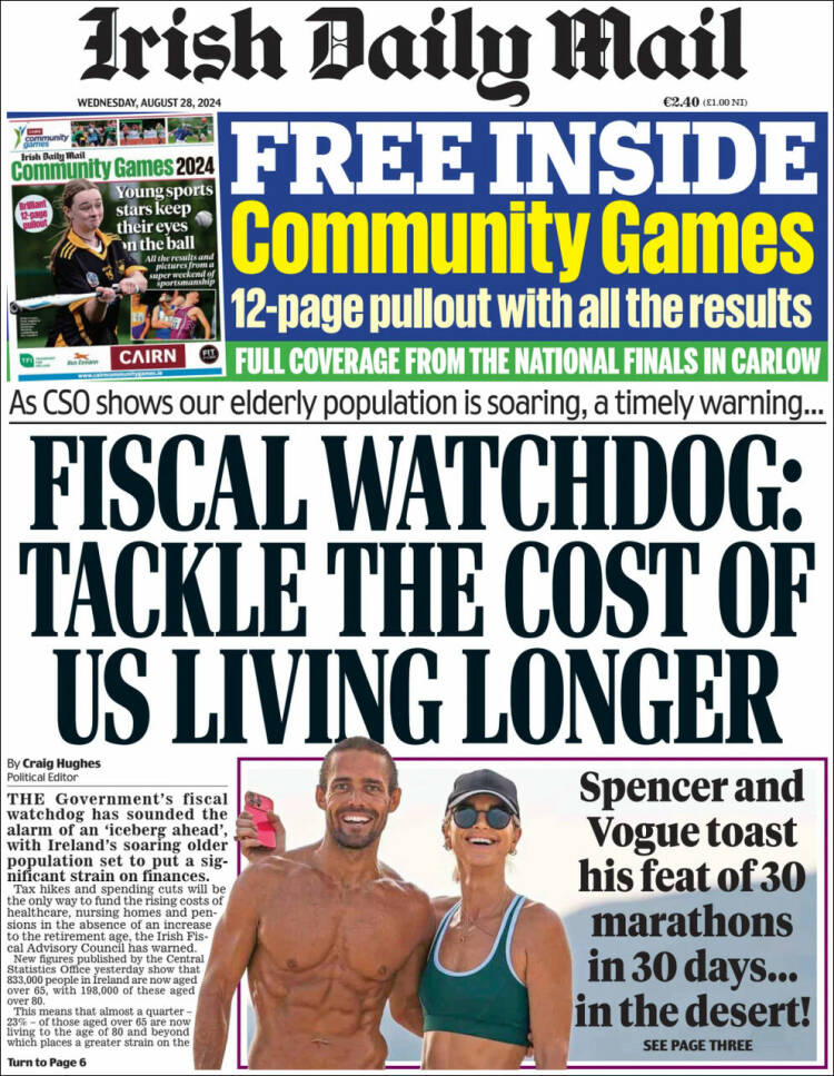 Portada de Irish Daily Mail (Irlanda)