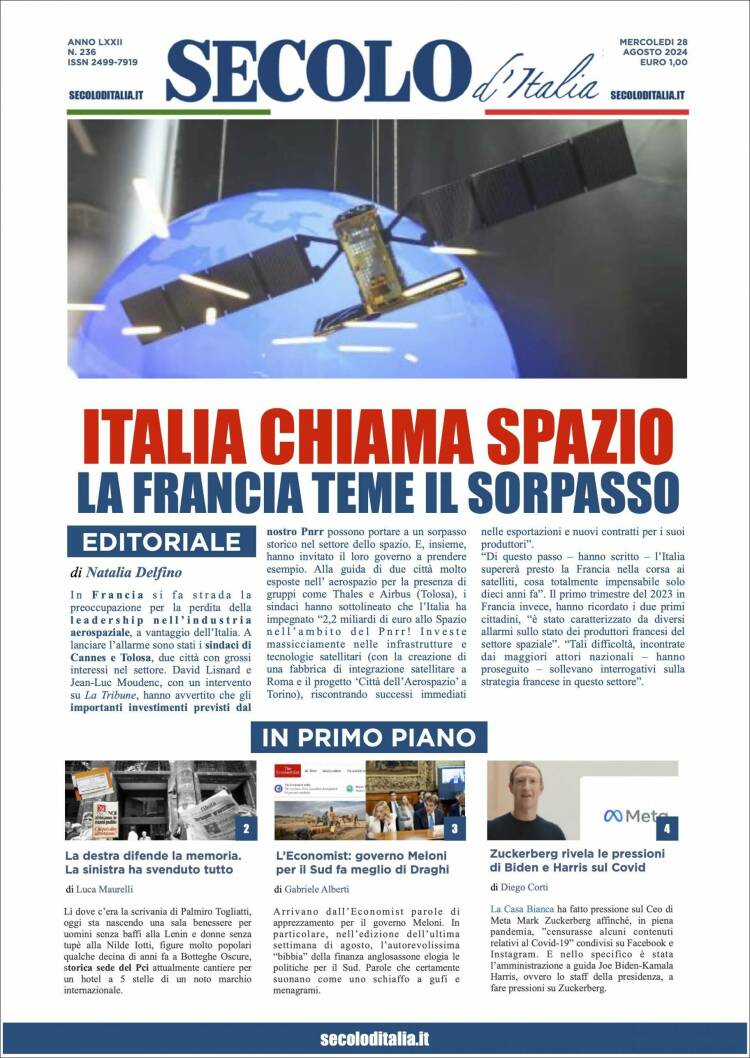 Portada de Secolo d'Italia (Italia)