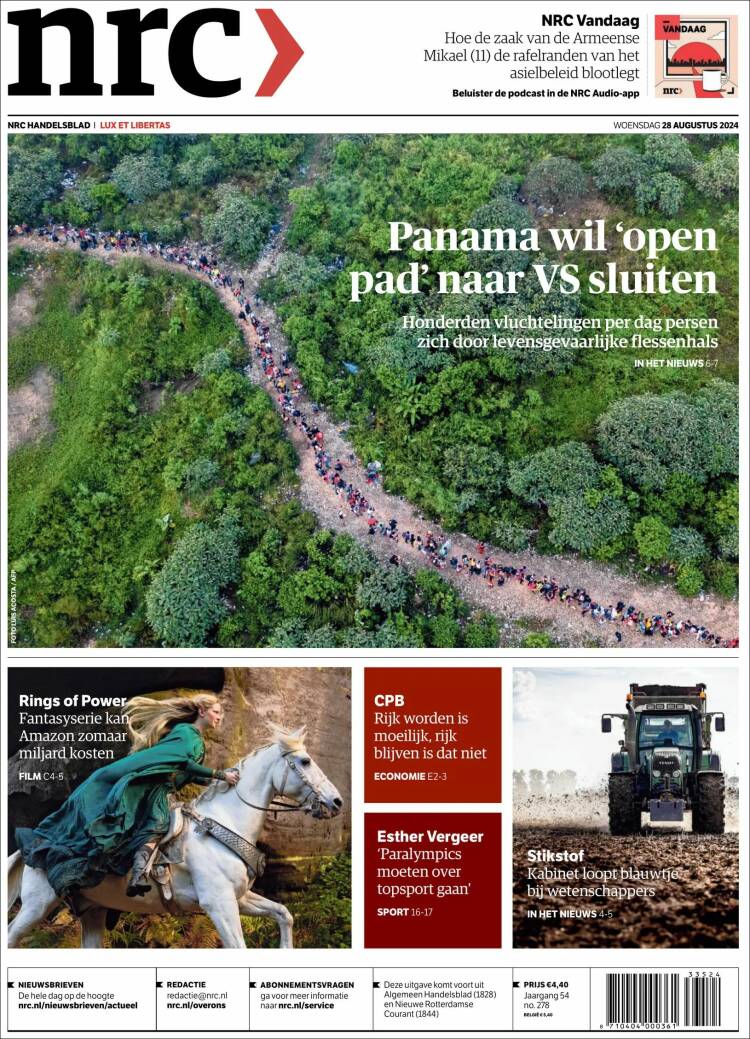 Portada de NRC Handelsblad (Pa&iacute;ses Bajos)