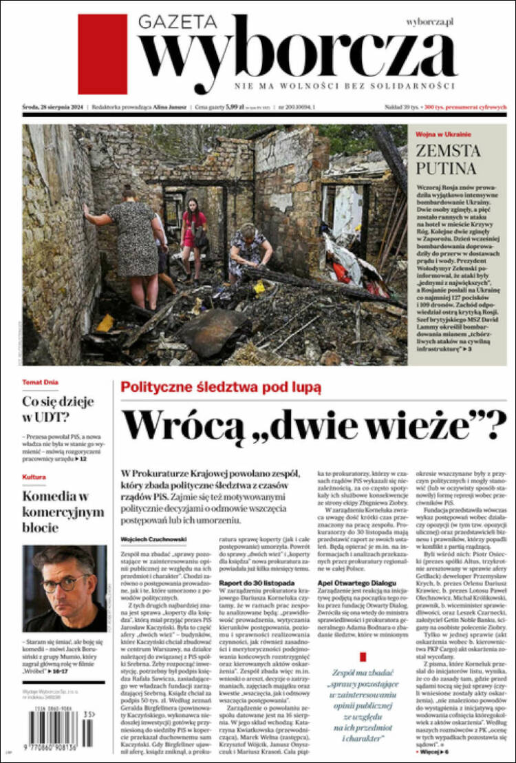 Portada de Gazeta Wyborcza (Polonia)
