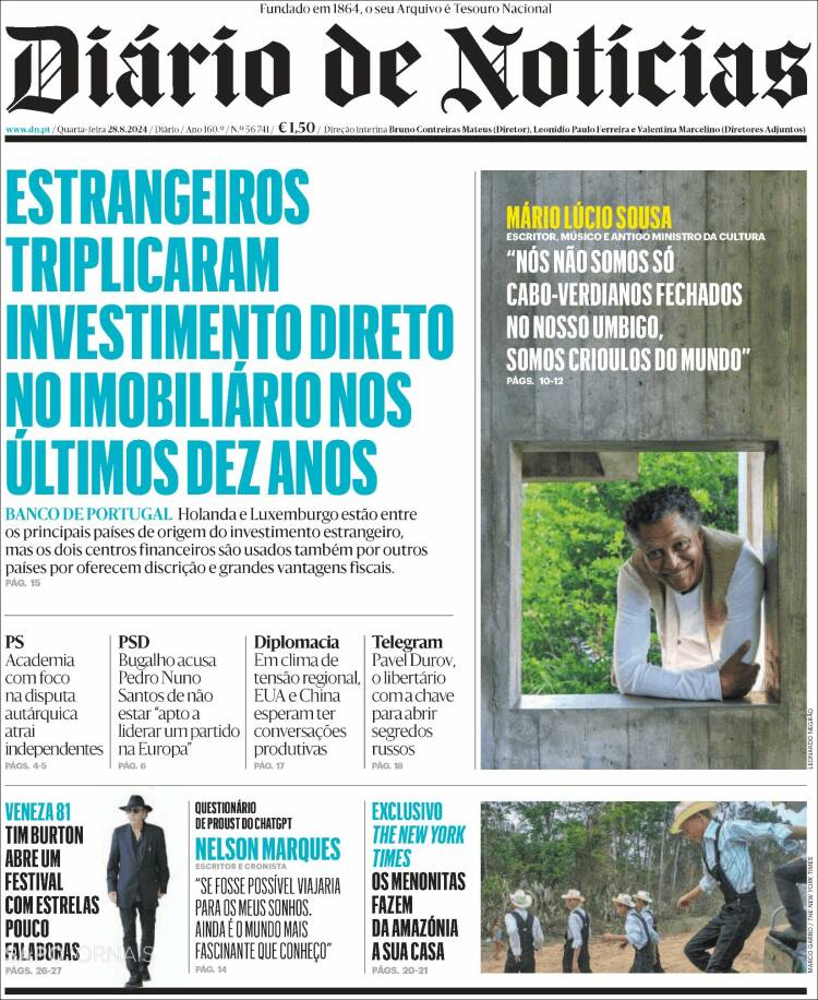 Portada de Diário de Noticias (Portugal)