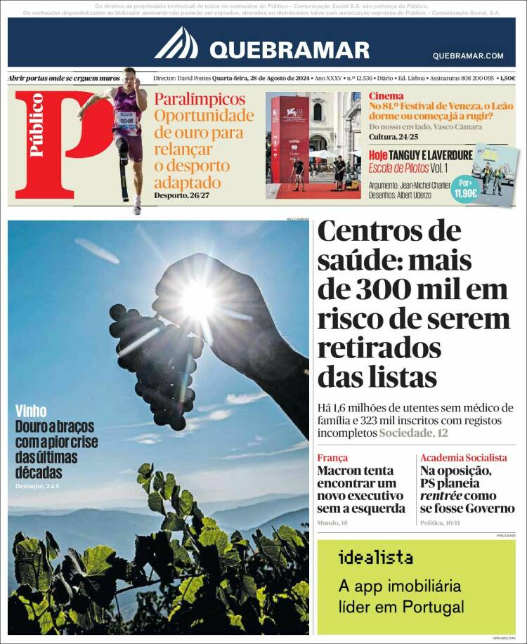 Portada de Público (Portugal)