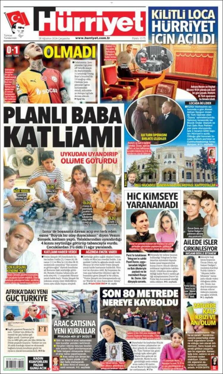 Portada de Hürriyet (Turqu&iacute;a)