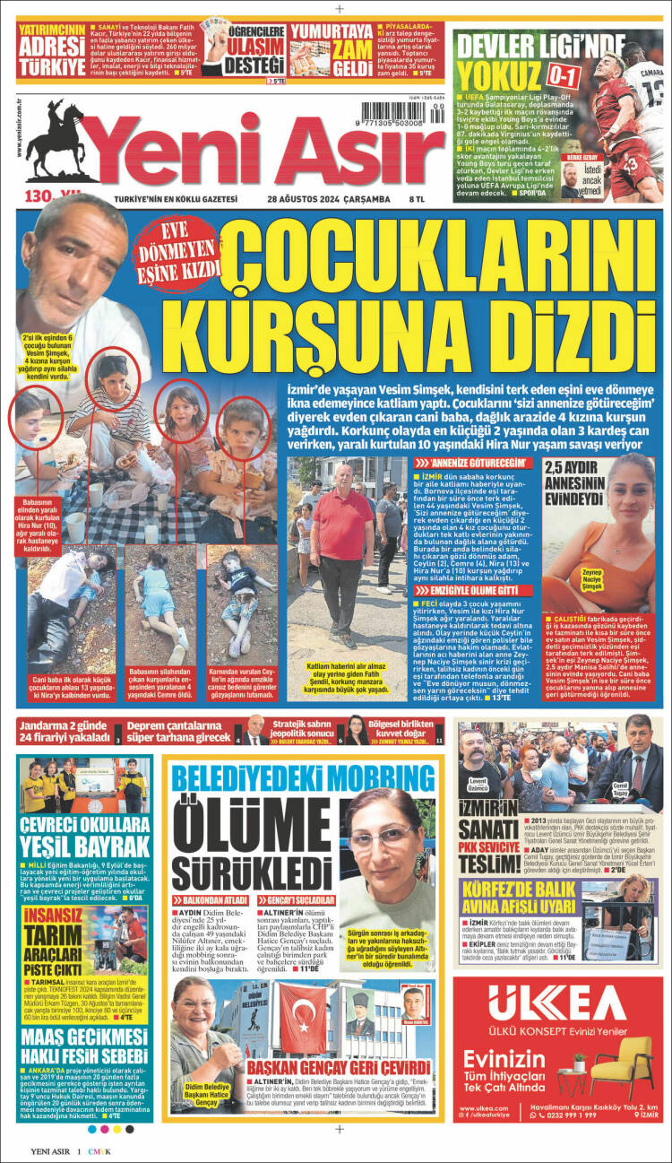 Portada de Yeni Asır (Turqu&iacute;a)