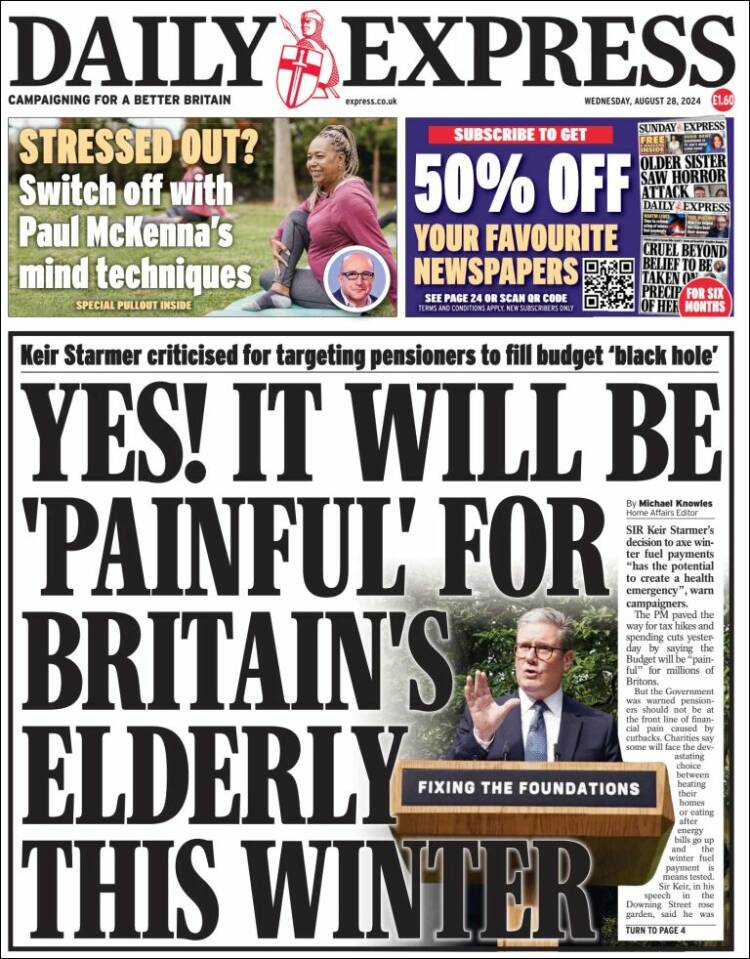 Portada de Daily Express (Reino Unido)