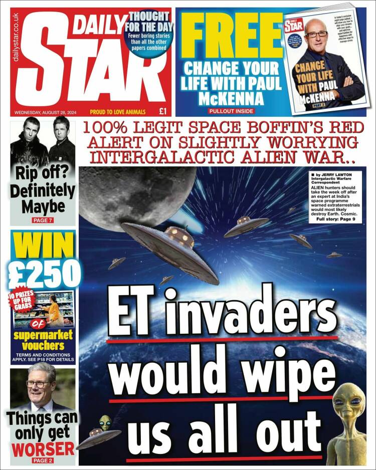 Portada de Daily Star (Reino Unido)