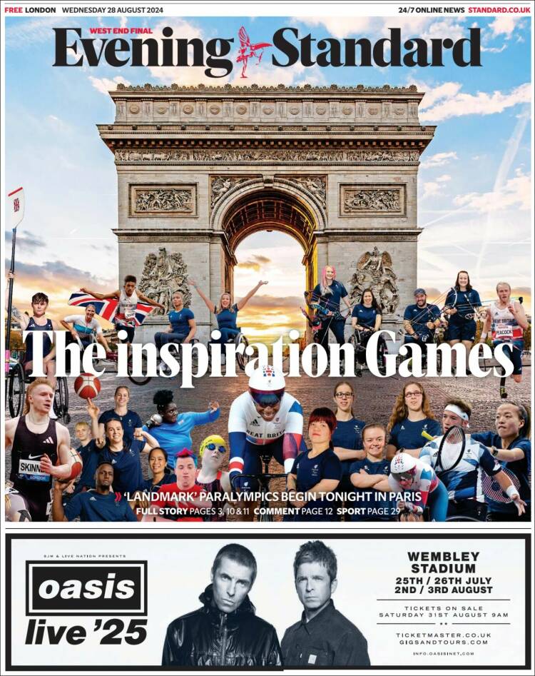 Portada de Evening Standard (Reino Unido)