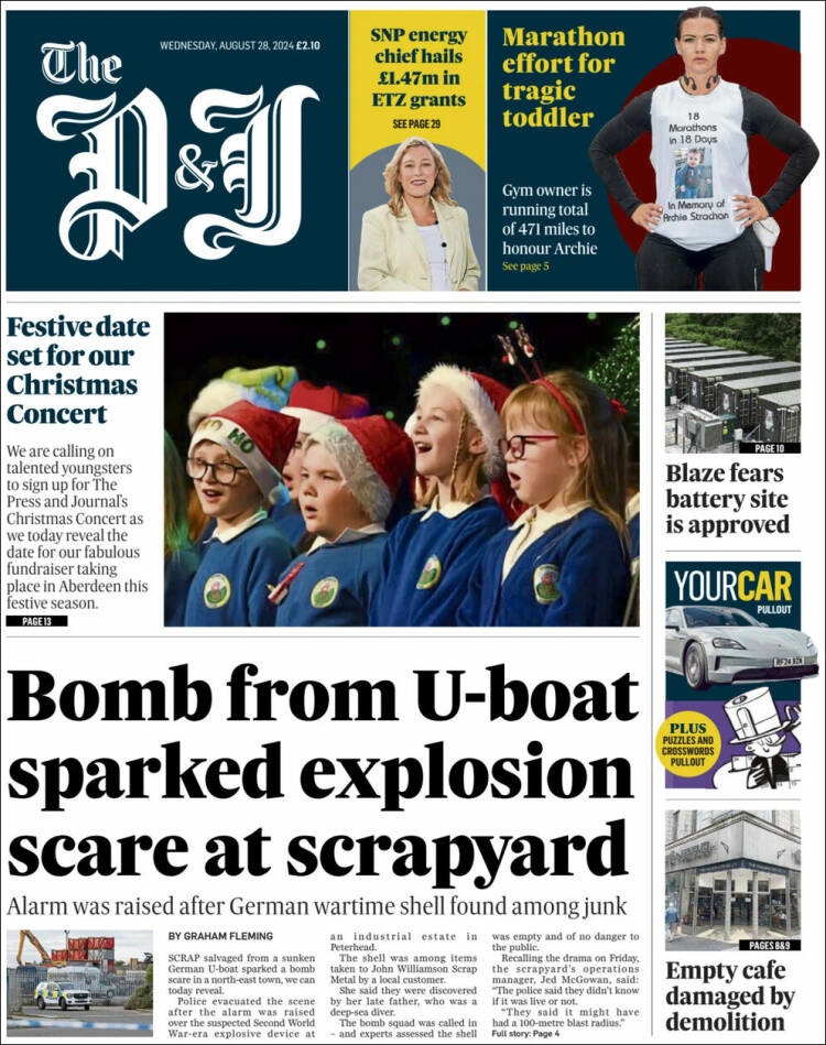 Portada de The Press and Journal (Reino Unido)