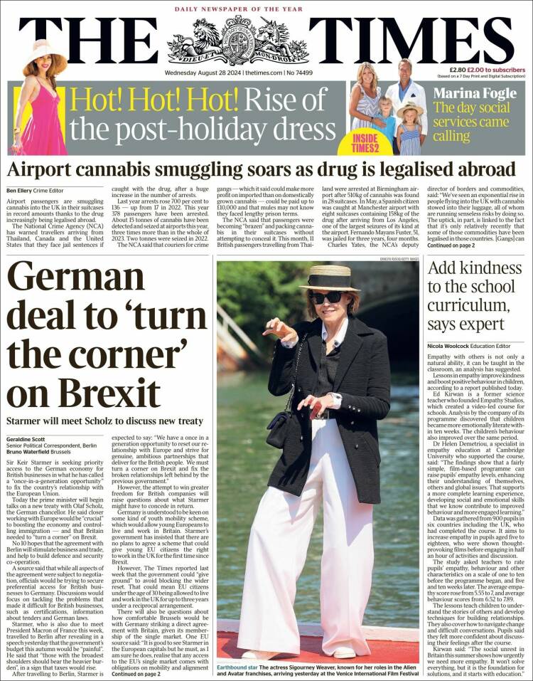 Portada de The Times (Reino Unido)