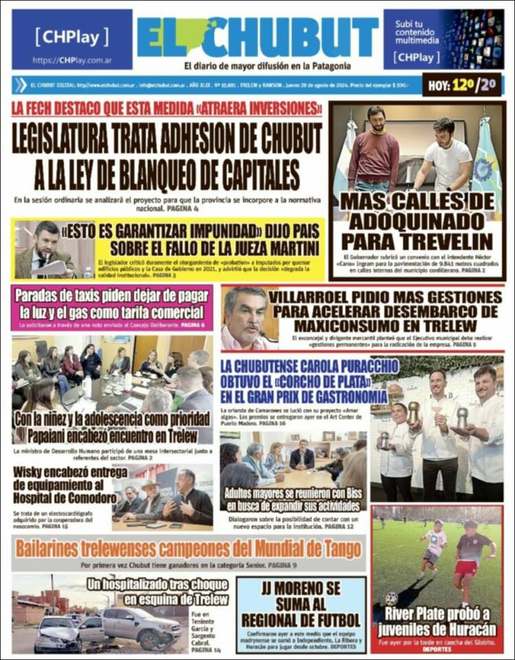 Portada de El Chubut (Argentina)