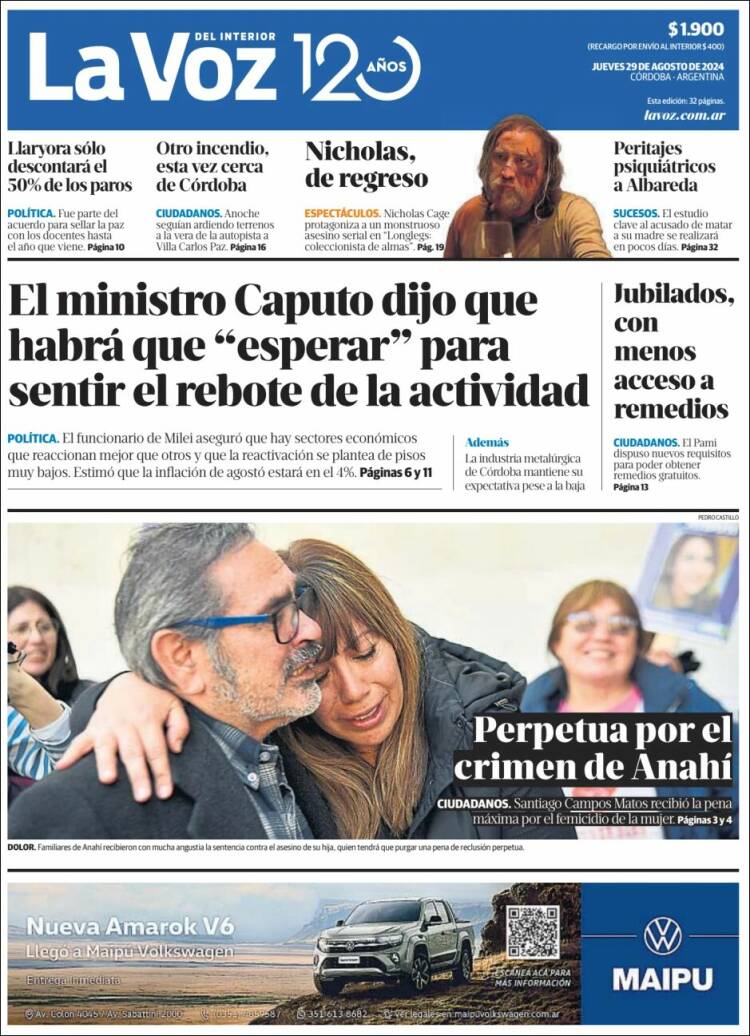 Portada de La Voz del Interior (Argentina)