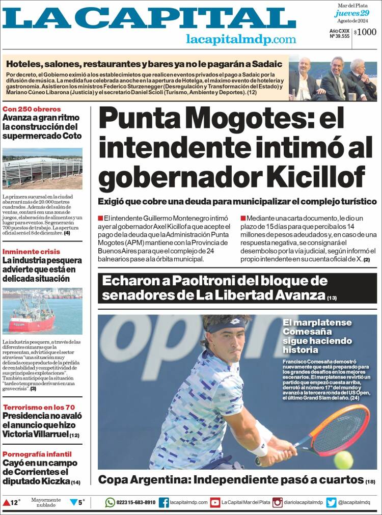 Portada de Diario La Capital - Mar del Plata (Argentina)