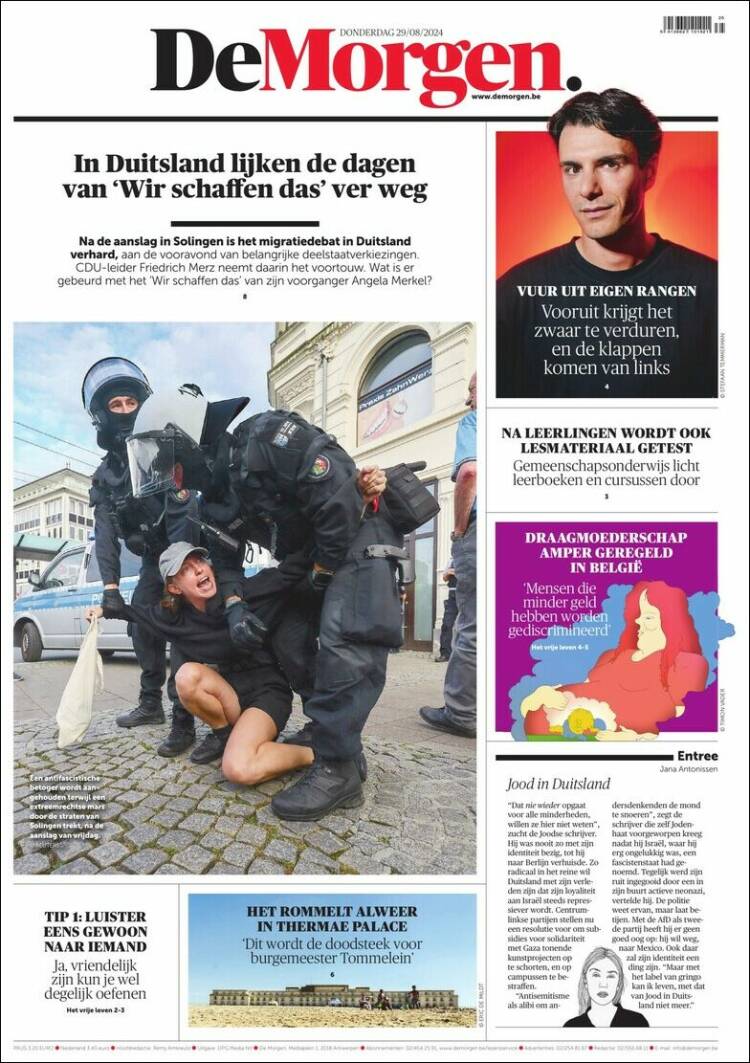 Portada de De Morgen (B&eacute;lgica)