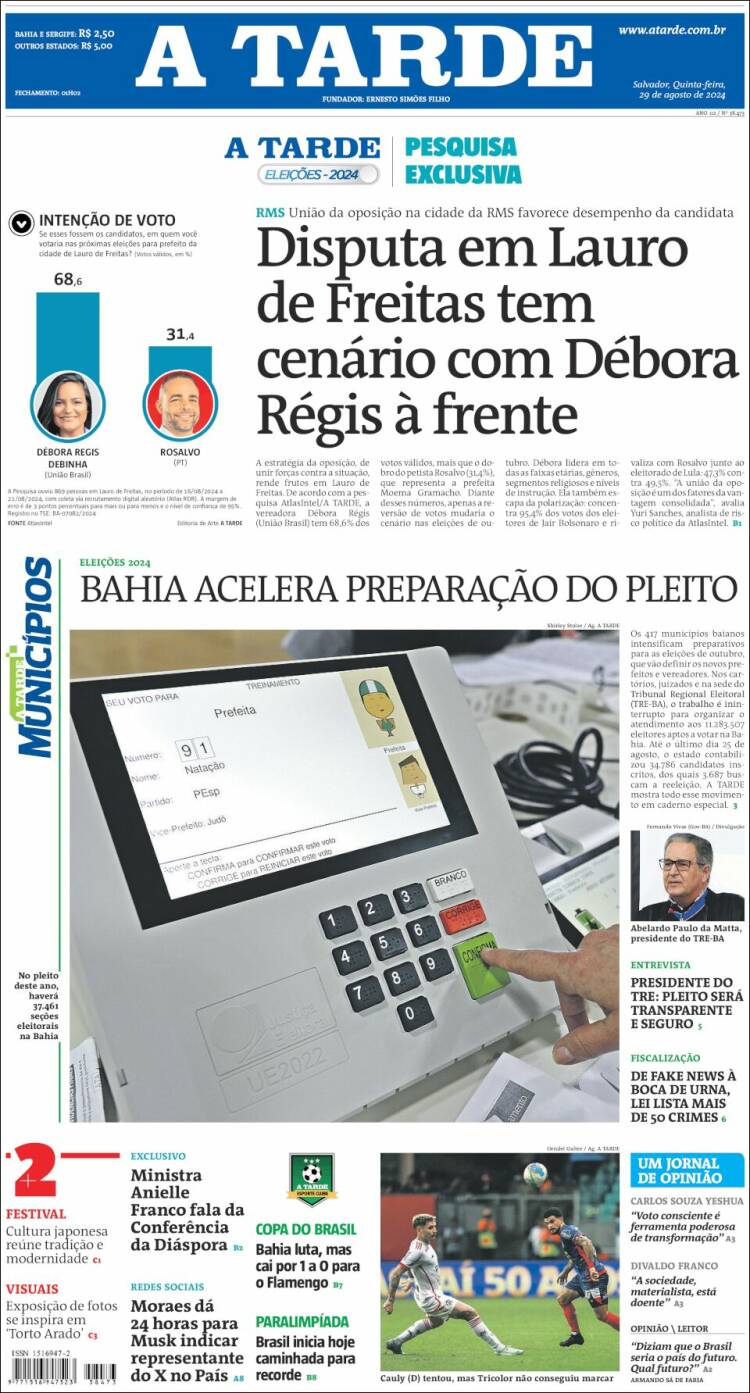 Portada de Diário A Tarde (Brasil)
