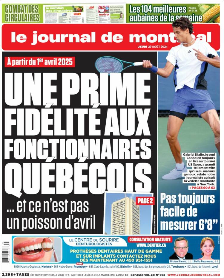 Portada de Le Journal de Montréal (Canadá)